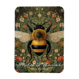 Magnet Flexible Mariage bohème botanique personnalisé avec abeille