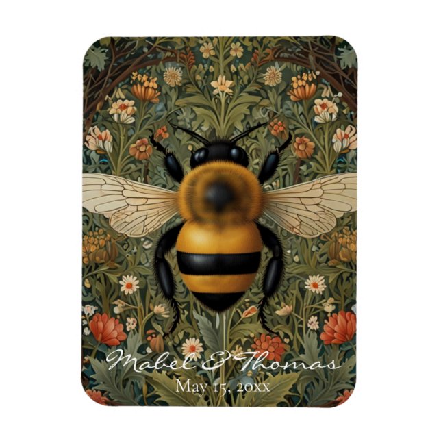 Magnet Flexible Mariage bohème personnalisé abeille bourdon botani (Vertical)