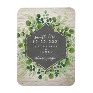 Magnet Flexible Mariage botanique en brique blanche Enregistrer la