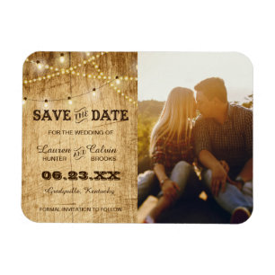 Magnet Flexible Mariage campagnard Enregistrer la date avec photo