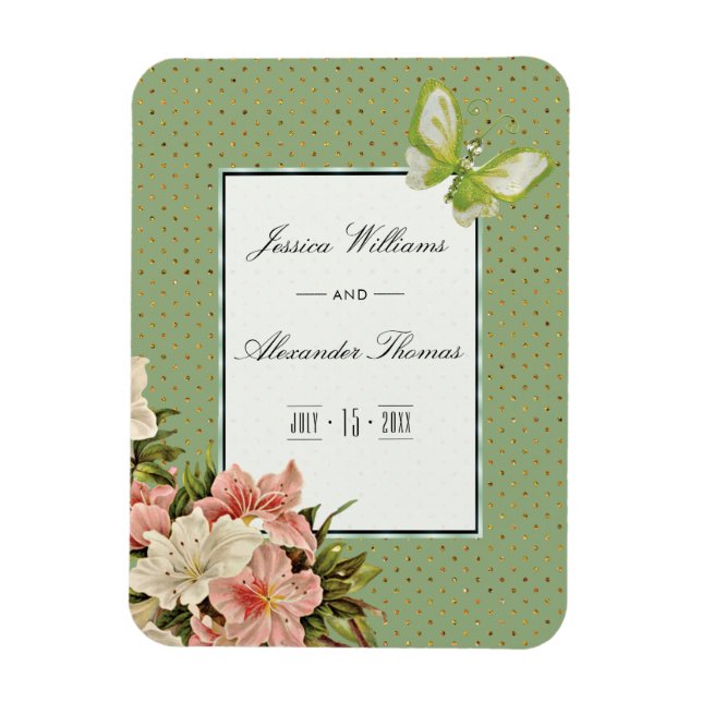 Magnet Flexible Mariage Chic Lilies & Papillon Bijou (Vertical)
