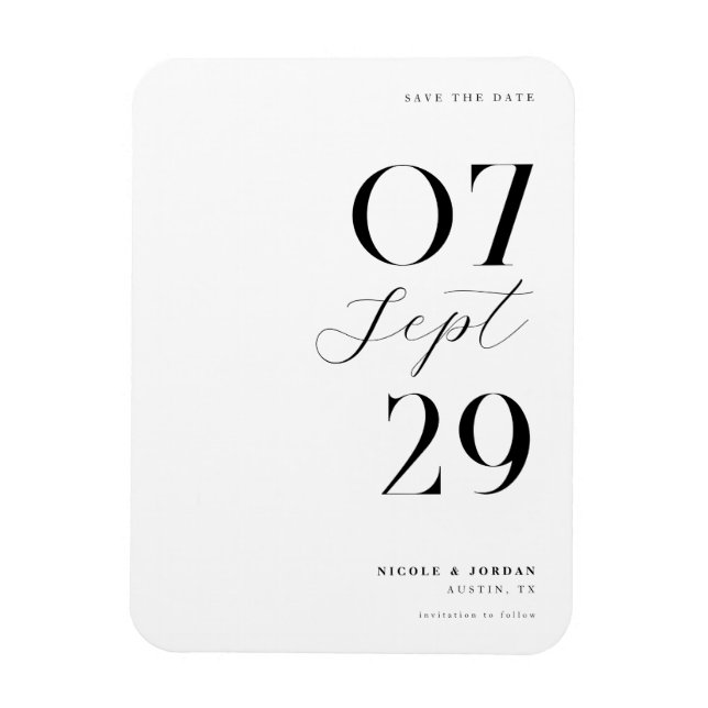 Magnet Flexible Mariage chic simple moderne Enregistrer la date (Vertical)
