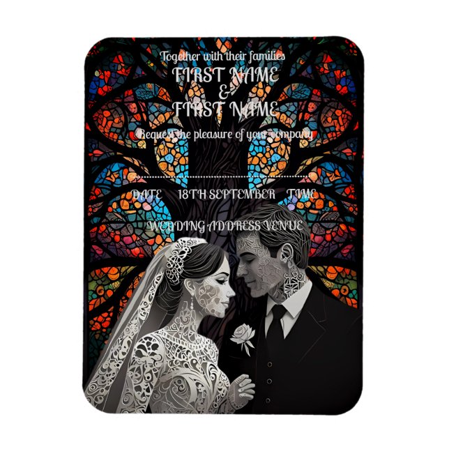 Magnet Flexible Mariage couple idées cadeaux personnalisées (Vertical)