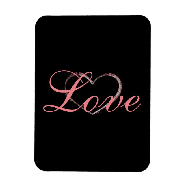 Magnet Flexible Mariage d'amour de calligraphie grise de cœur bran (Vertical)