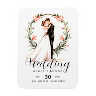 Magnet Flexible mariage d'aquarelle mariée et mariée