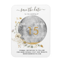 Mariage d'aquarelle or Pleine lune Fleur sauvage