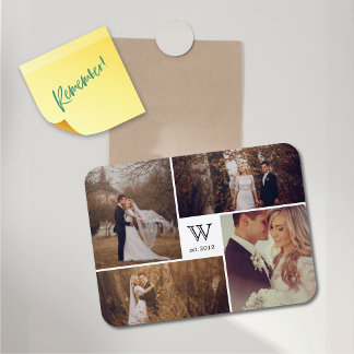 Magnet Flexible Mariage de bloc moderne Monogramme Photo Collage M