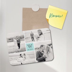 Magnet Flexible Mariage de bloc moderne Monogramme Photo Collage M