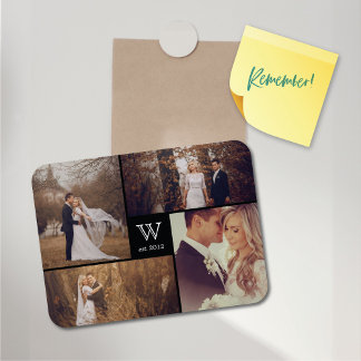 Magnet Flexible Mariage de bloc moderne Monogramme Photo Collage M