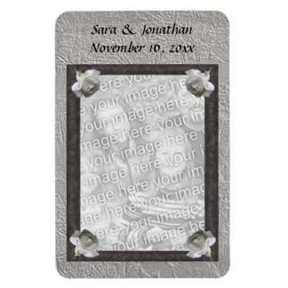 Magnet Flexible Mariage de cadre de roses blanches Photo personnal