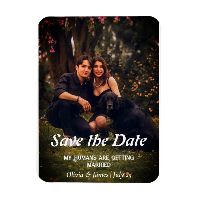 Magnet Flexible Mariage de chien photo Enregistrer la date (Vertical)