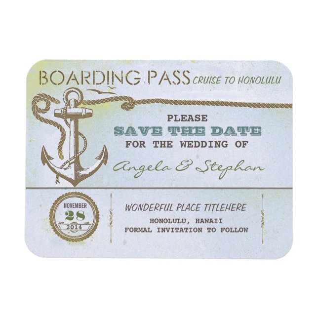 Magnet Flexible mariage de destination nautique enregistrer l'aima (Horizontal)