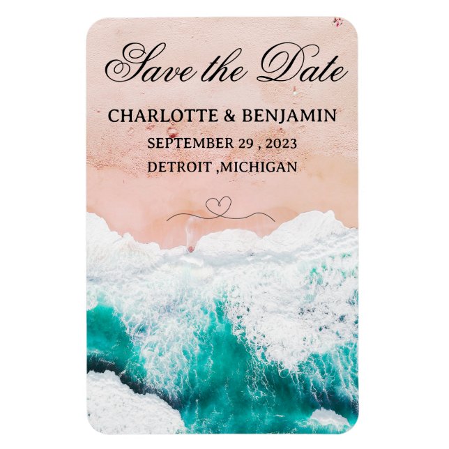 Magnet Flexible Mariage de Destination Tropicale à la Plage Enregi (Vertical)