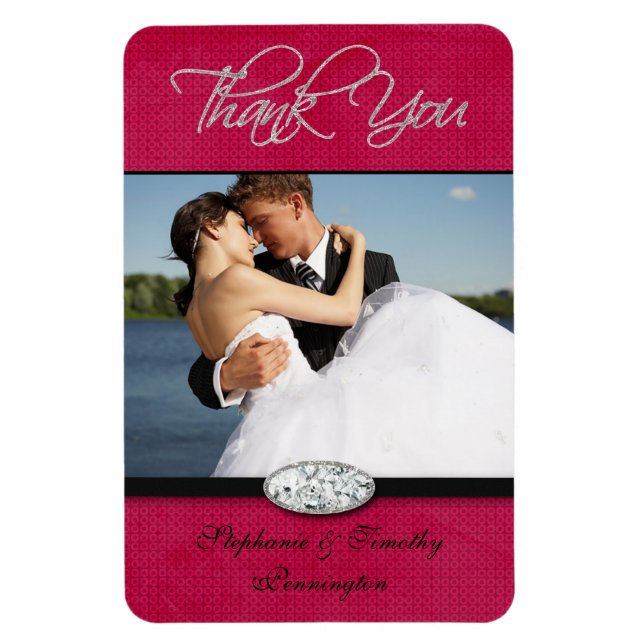 Magnet Flexible Mariage de diamant rose chaud merci aimant flexibl (Vertical)