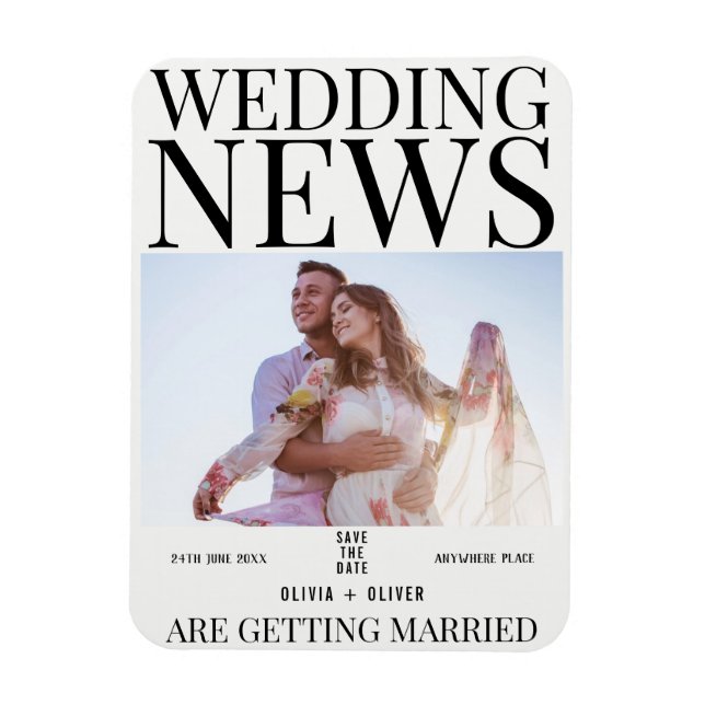 Magnet Flexible Mariage de journal photo amusant unique enregistre (Vertical)