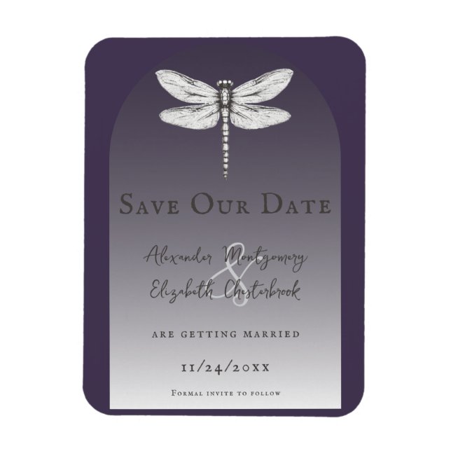 Magnet Flexible Mariage de libellules violettes foncées (Vertical)
