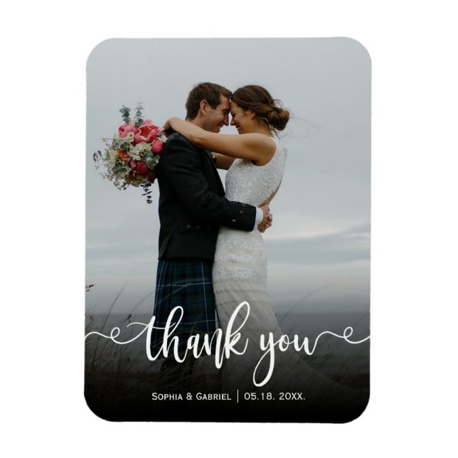 Magnet Flexible Mariage de Merci de photo de script élégant modern (Vertical)