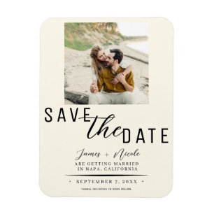 Magnet Flexible Mariage de photo de sauvegarde blanc cassé