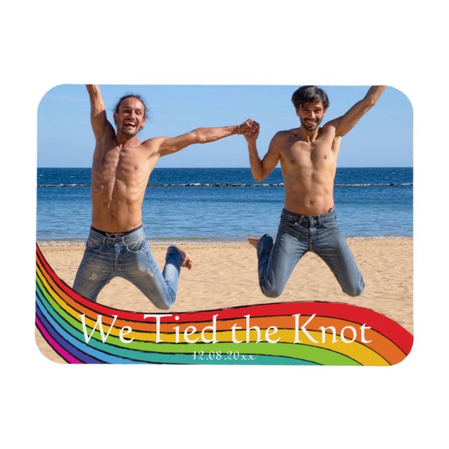 Magnet Flexible Mariage de photo Sexe Arc-en-ciel Faire-part (Horizontal)