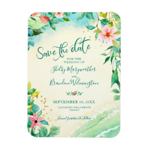 Magnet Flexible Mariage de plage tropicale SAVE LA DATE Floral