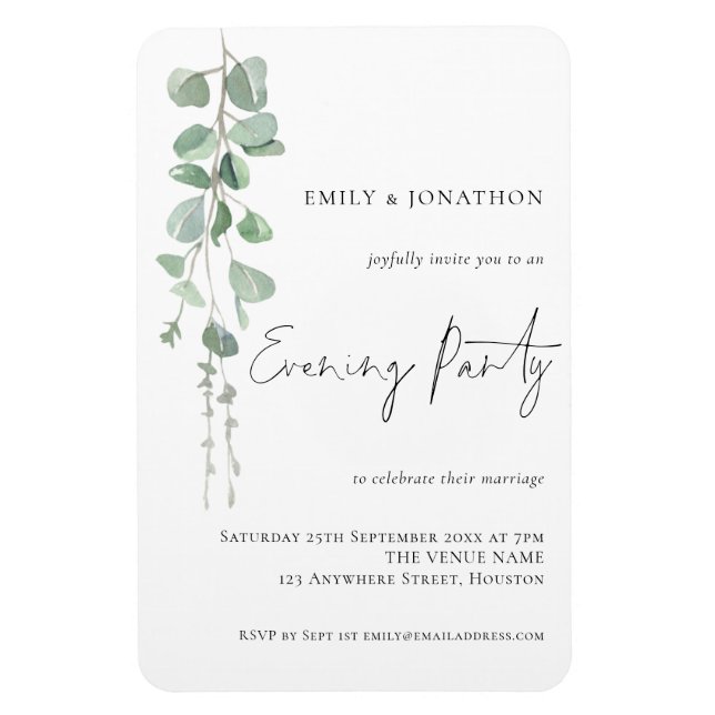 Magnet Flexible Mariage de script Eucalyptus moderne Invitation du (Vertical)