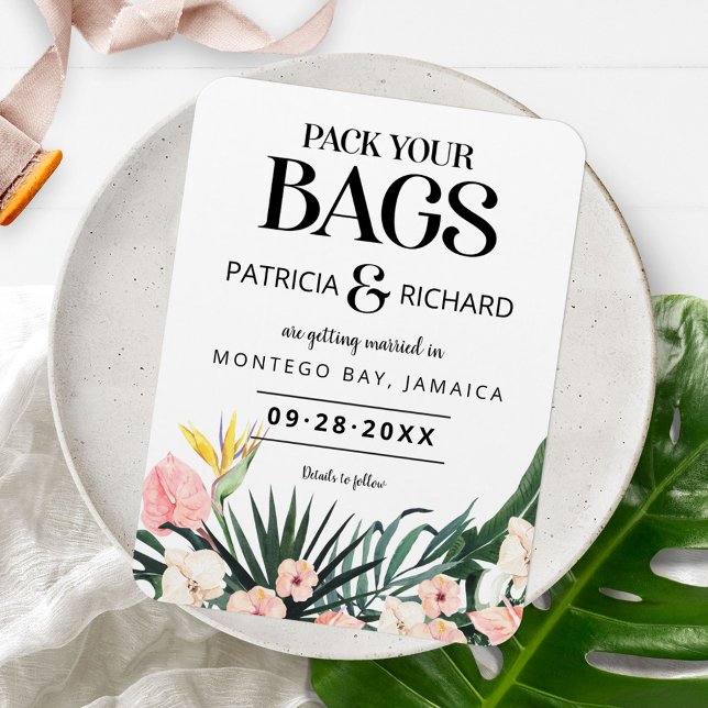 Magnet Flexible Mariage Destination Tropicale Enregistrer La Date (Créateur téléchargé)