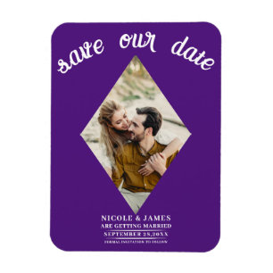 Magnet Flexible Mariage Diamant Violet Royal Photo Carte de Préavi