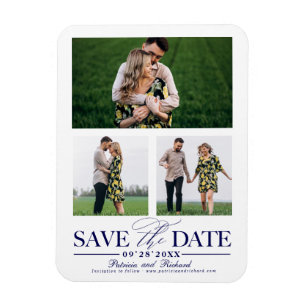 Magnet Flexible Mariage élégant Enregistrer La Date 3 Photo Collag