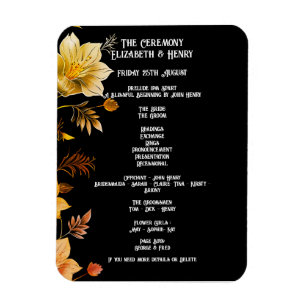 Magnet Flexible Mariage élégant Invitations florales noir et or