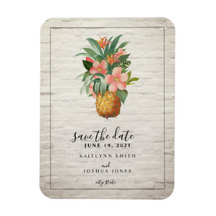 Magnet Flexible Mariage en brique d'ananas floral Enregistrer la d