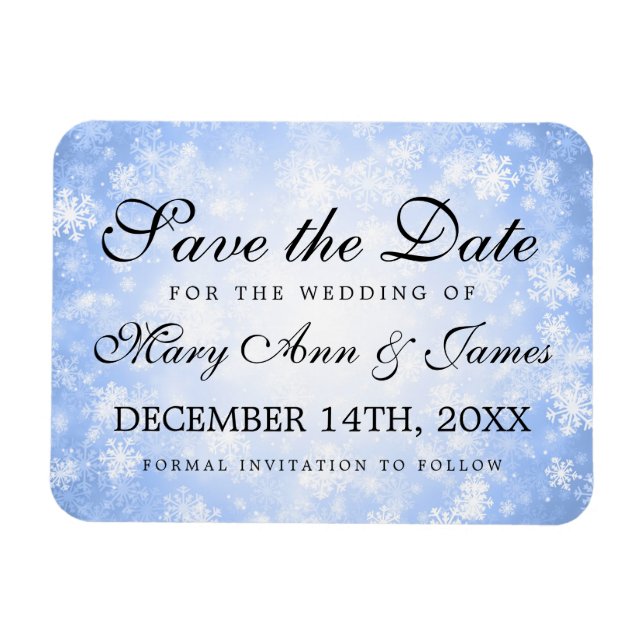 Magnet Flexible Mariage Enregistrer La Date Blue Winter Wonderland (Horizontal)