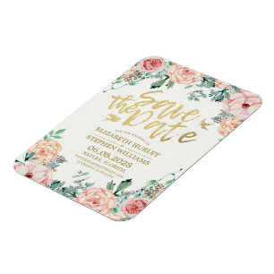 Magnet Flexible Mariage Enregistrer La Date Élégante Flore Chaîne