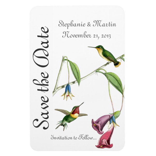 Magnet Flexible Mariage Enregistrer la date Hummingbirds Oiseaux F (Vertical)