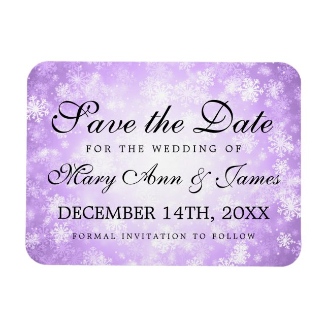 Magnet Flexible Mariage Enregistrer La Date Purple Winter Wonderla (Horizontal)