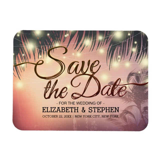Magnet Flexible Mariage Enregistrer La Date Summer Beach Palm Tree (Horizontal)
