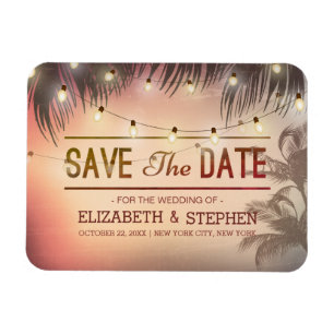 Magnet Flexible Mariage Enregistrer La Date Summer Beach Palm Tree