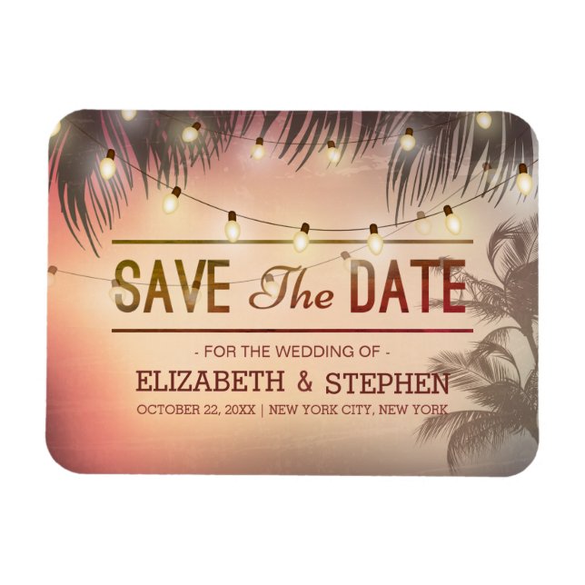 Magnet Flexible Mariage Enregistrer La Date Summer Beach Palm Tree (Horizontal)