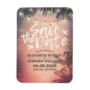 Magnet Flexible Mariage Enregistrer La Date Summer Beach Palm Tree