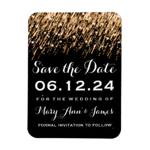 Magnet Flexible Mariage Enregistrer La Date Tombant Étoiles Or