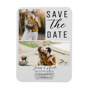 Magnet Flexible Mariage Épousailles Moderne Gris Clair 2 Photos En