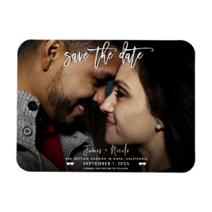 Magnet Flexible Mariage Faire-part Économiser la date Photo Noir &