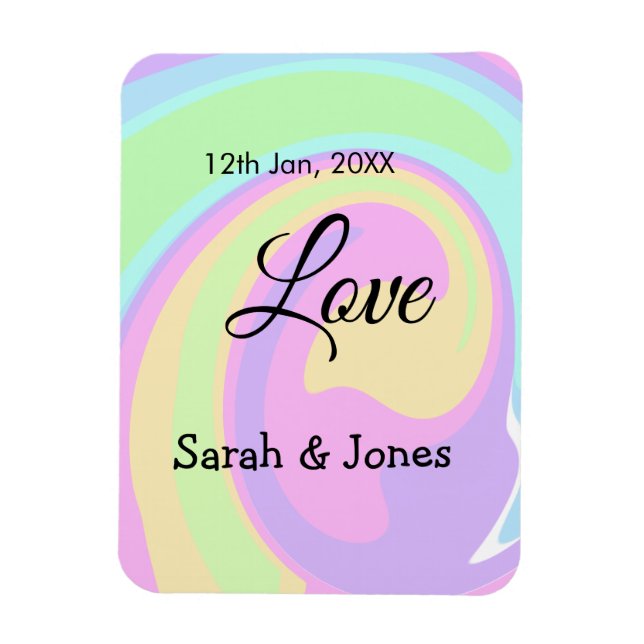 Magnet Flexible Mariage fiançailles couple coloré bohpattern (Vertical)