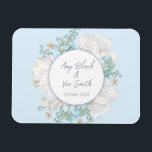 Magnet Flexible Mariage floral bleu Tulip<br><div class="desc">Ce design présente une belle illustration de tulipes en pleine floraison,  entourées d'une verdure délicate et d'un arrière - plan bleu doux. Que vous planifiez un mariage de printemps,  un mariage de jardin ou que vous aimiez simplement la beauté des tulipes,  ce design saura ravir et impressionner vos invités.</div>