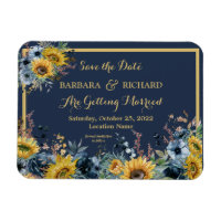 Mariage floral de tournesol bleu marine Date de sa