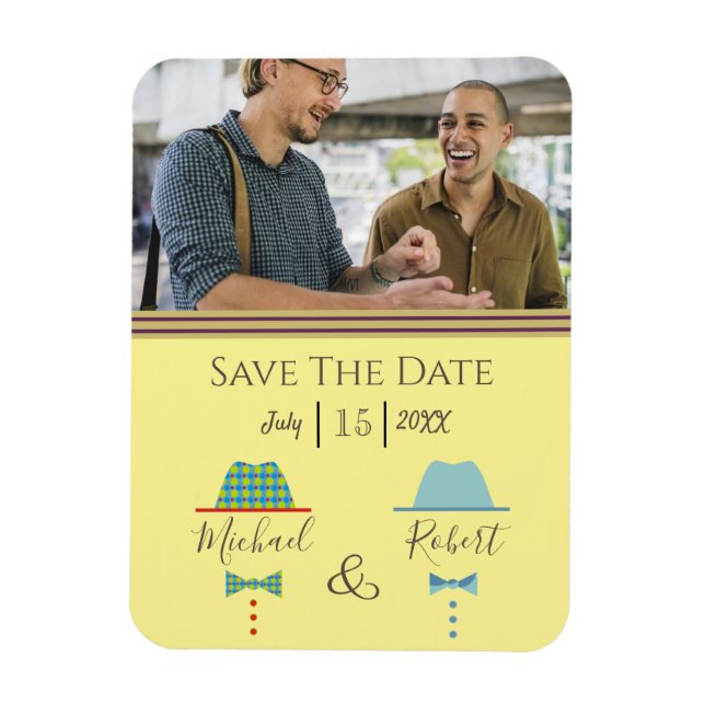 Magnet Flexible Mariage Gay Enregistrer La Date Invitation (Vertical)