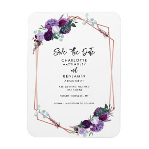 Magnet Flexible Mariage géométrique floral violet Enregistrer la d