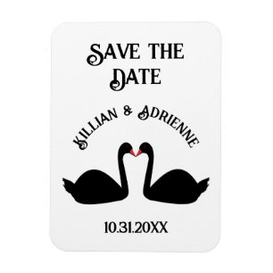 Magnet Flexible Mariage gothique cygnes noirs qui s'embrassent sur