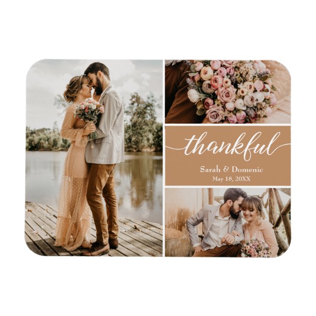 Magnet Flexible Mariage Merci Photo Collage Brown (Horizontal)