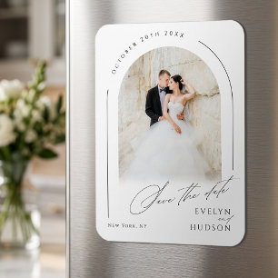 Magnet Flexible Mariage Moderne à l'Arche avec Écriture Minimalist