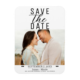 Magnet Flexible Mariage Moderne Blanc Noir Photo Save the Date